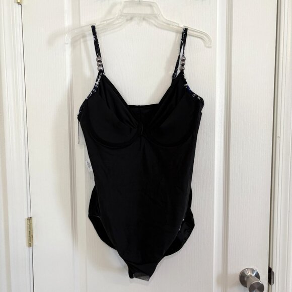 Magicsuit by Miraclesuit Louise Blueprint Swimsuit 1-PC Black & Blue Size 14 NEW - Picture 8 of 10